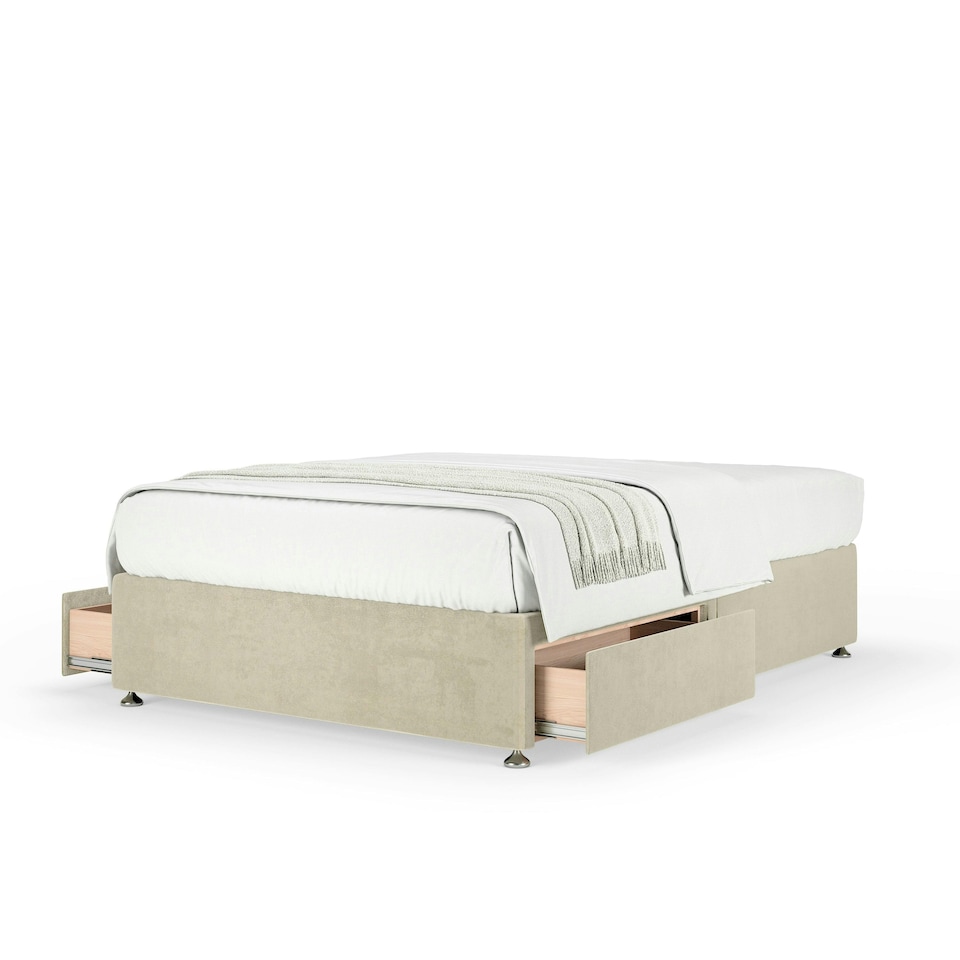 image 1 of Memory Maestro Memory Foam Cream Naples Velvet 2 Drawer Divan Set King Size