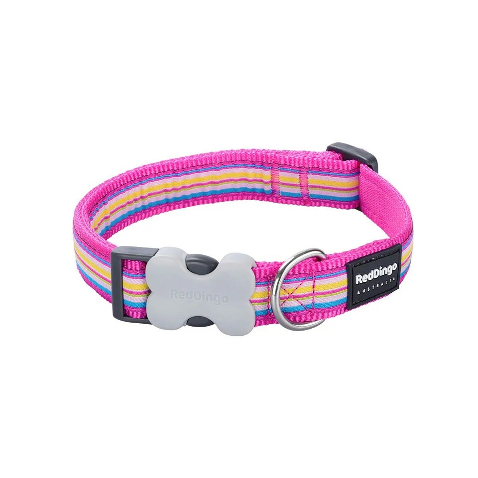 image 1 of Dog Collar Design Horizontal Stripes Hot Pink Pink | L