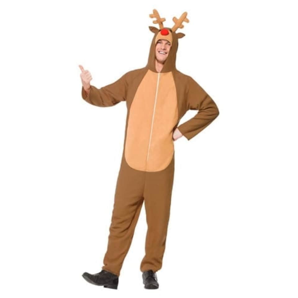 image 1 of Reindeer Christmas Fancy Dress Costume Unisex Adult Small Brown | S