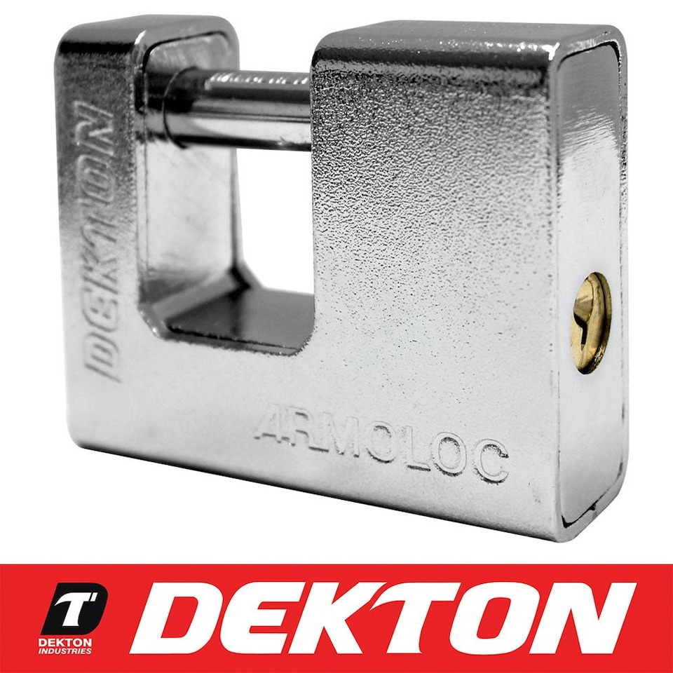 image 1 of Armoured Steel Shackle Padlock From Dekton 3 Keys High Security 7* 80mm Lock Silver