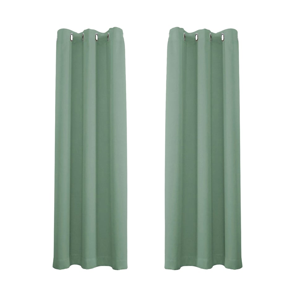 image 1 of Duck Egg Eyelet Curtains - Thermal Blackout Curtains  - 66" x 84" Drop - 2 Panel Blue