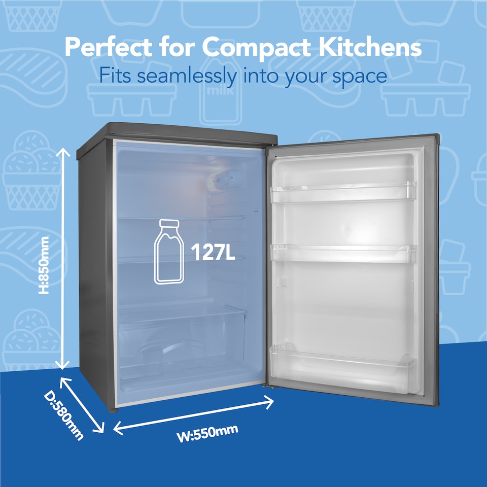 image 1 of Igenix IG255X Freestanding Under Counter Larder Fridge, 127 Litre, Inox