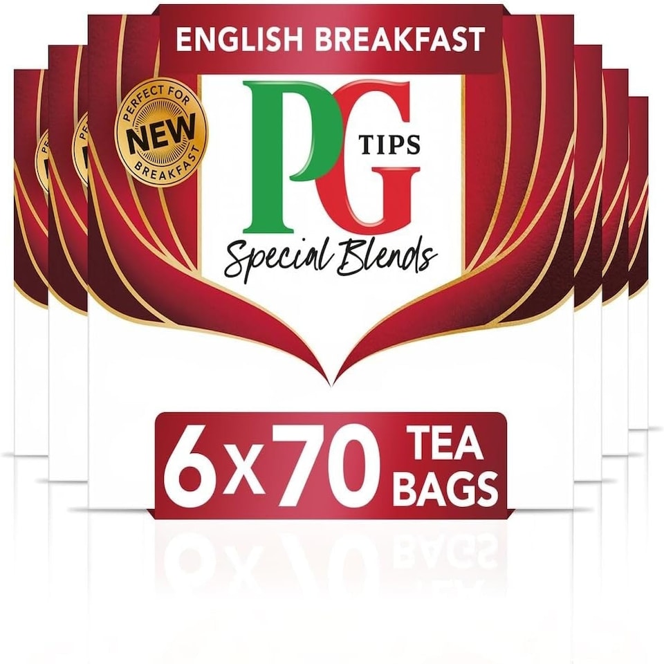 image 1 of PG Tips Special Blends English Breakfast Tea, Bold & Strong Flavour, 70 Teabags, 6 Pack | Red