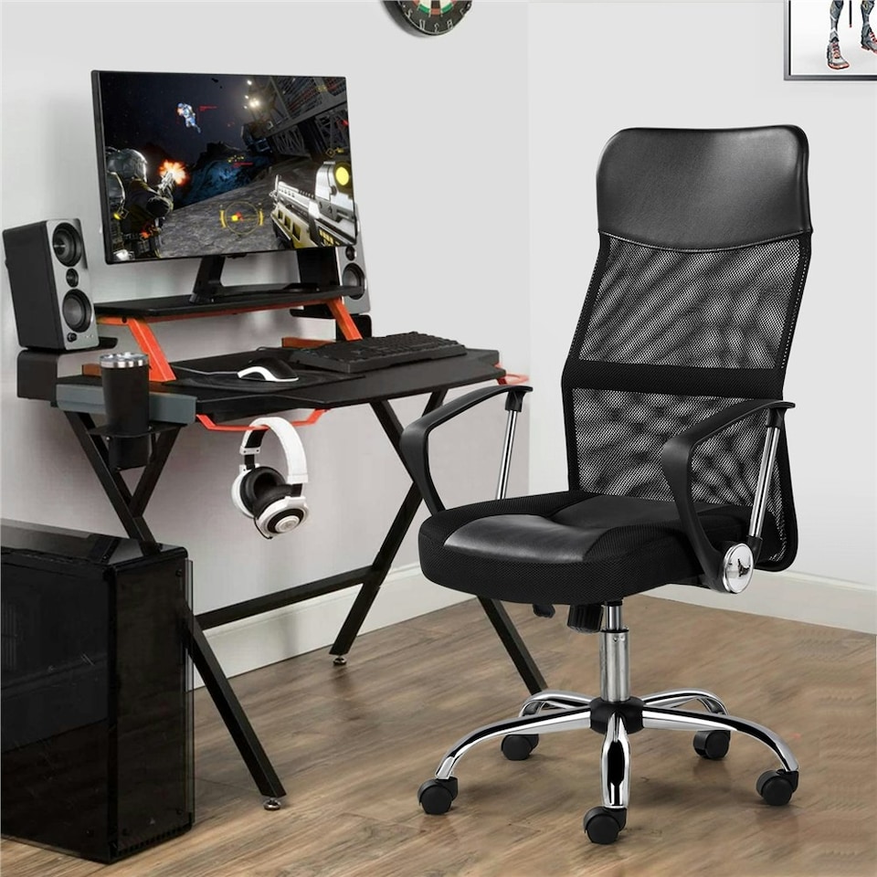 image 1 of Yaheetech Ergonomic Mesh Chair with Lumbar Support Black | Black