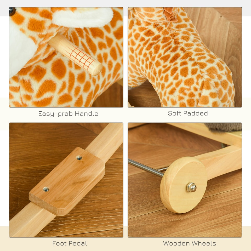 image 1 of HOMCOM 2-IN-1 Kids Plush Ride-On Rocking Gliding Horse Giraffe-shaped Yellow