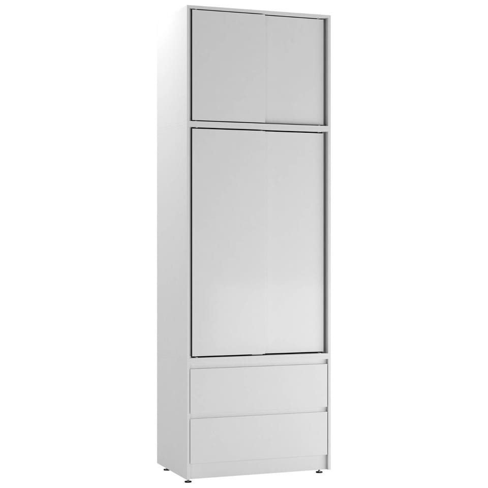 image 1 of 240cm 2 Sliding Doors Wardrobe Bedroom Storage Closet Hanging Rail Cupboard Unit | Multi | White Carcass & White Doors | 1