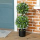 image 9 of HOMCOM Set of 2 Decorative Artificial Plants Ball Trees with Lavender Flowers in Pot Fake Plants for Home Indoor Outdoor Decor, 70cm, Blue