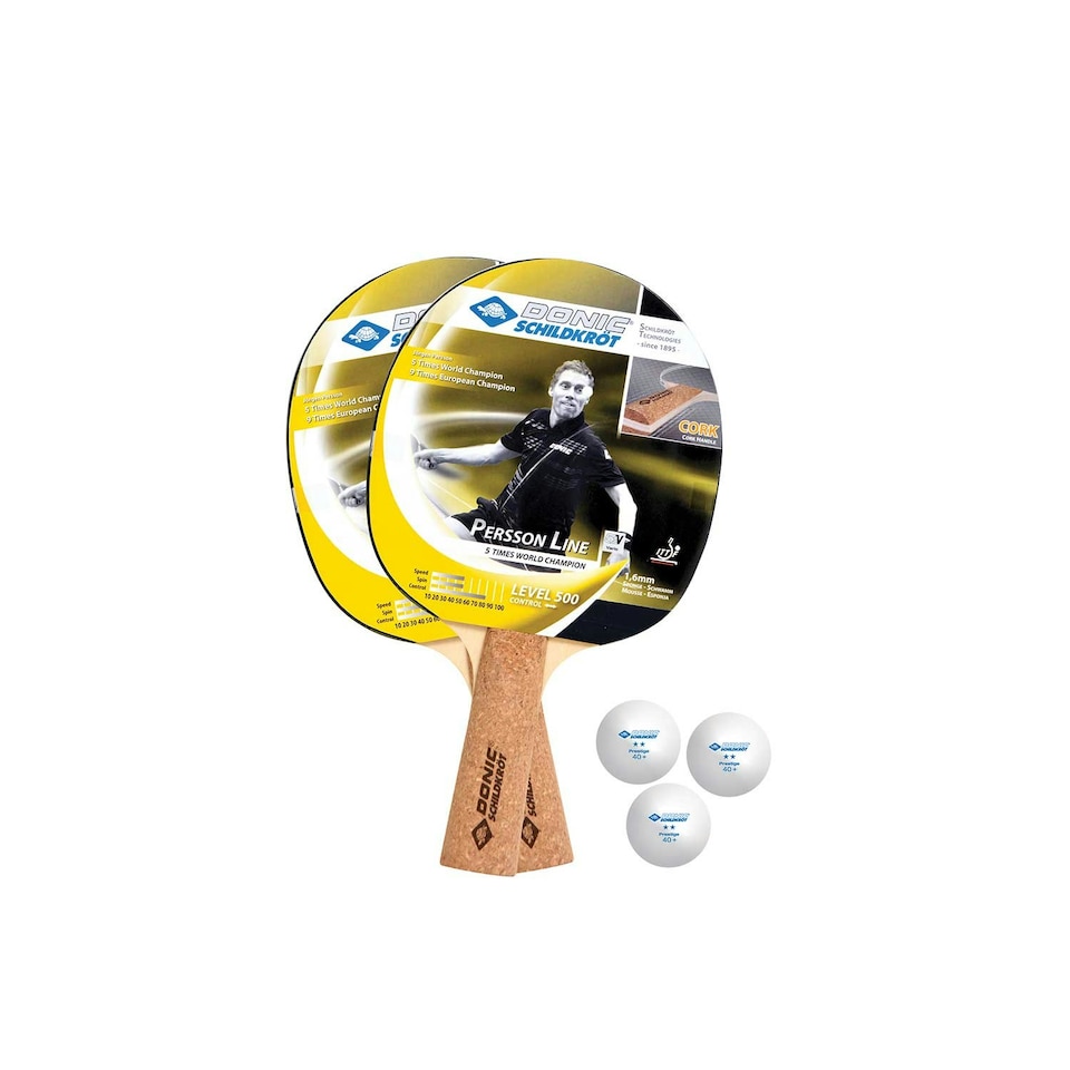 image 1 of Persson 500 Cork Table Tennis Paddle & Balls Set