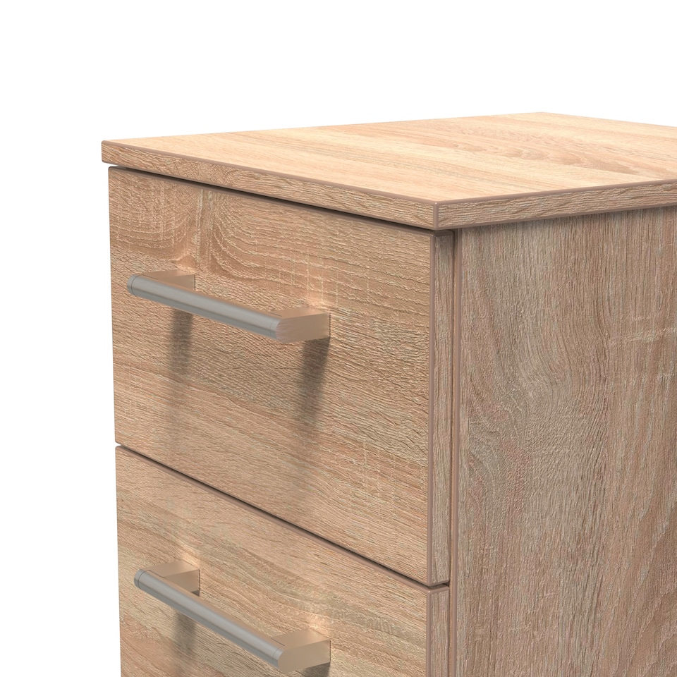 image 1 of Cornwall 3 Drawer Bedside Cabinet in Bardolino Oak (Ready Assembled) | Brown | Bardolino Oak
