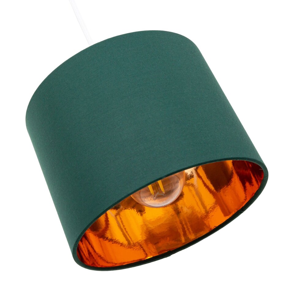 image 1 of Modern Forest Green Cotton Fabric Small 8" Lamp Shade with Shiny Copper Inner | Green | Forest Green | 1
