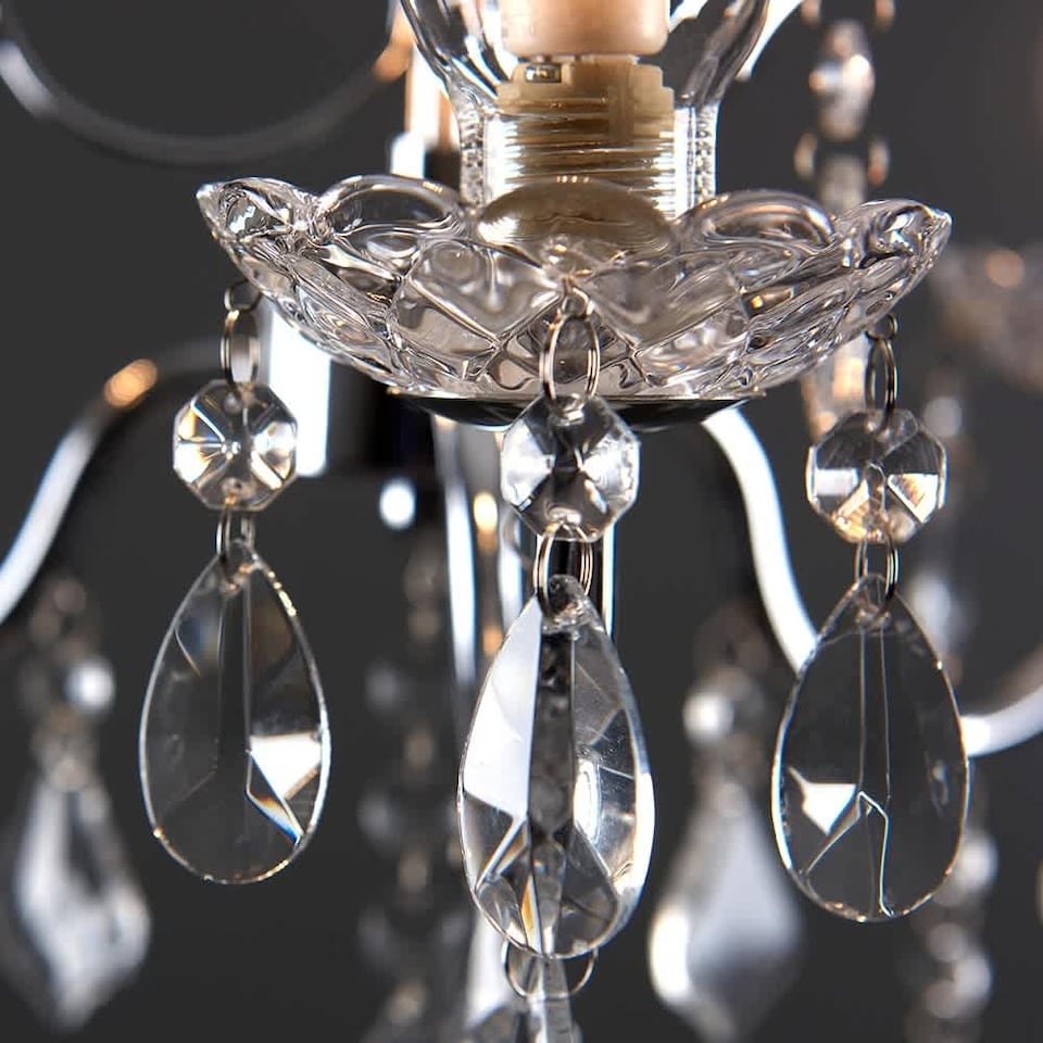 image 1 of ValueLights Varuna Glass Droplet IP44 Rated Bathroom Chandelier Pendant Ceiling Light | Chrome