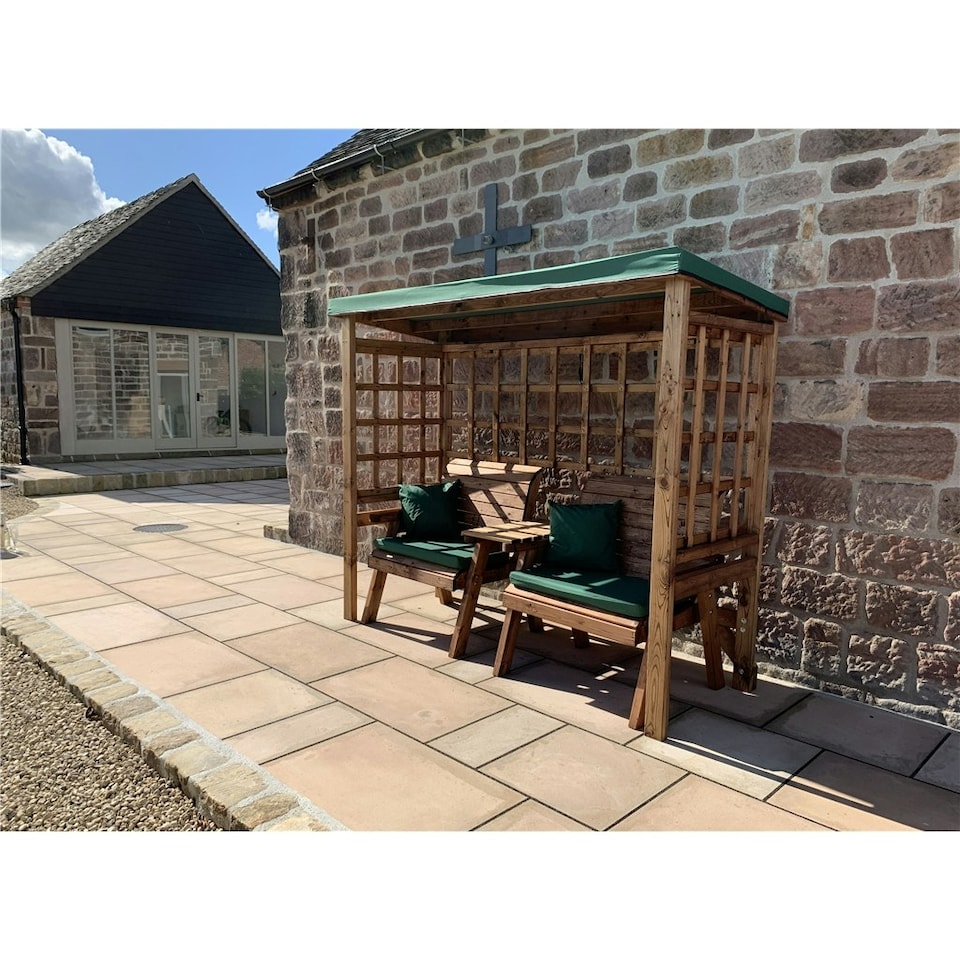 image 1 of Grand Harvey Classic Twin Seat Green Arbour With 2 x Grand Chair Cushion Green & 2 x Scatter Cushion Green