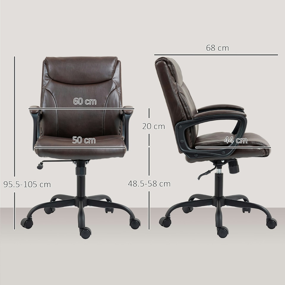 image 1 of HOMCOM Faux Leather Desk Chair with Tilt Function for Home Office Black