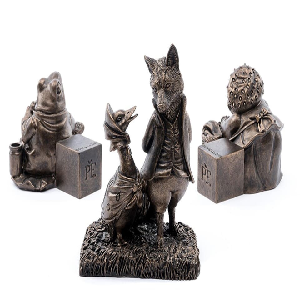 image 1 of Beatrix Potter Plant Pot Feet Antique Bronze Set 3 Brown