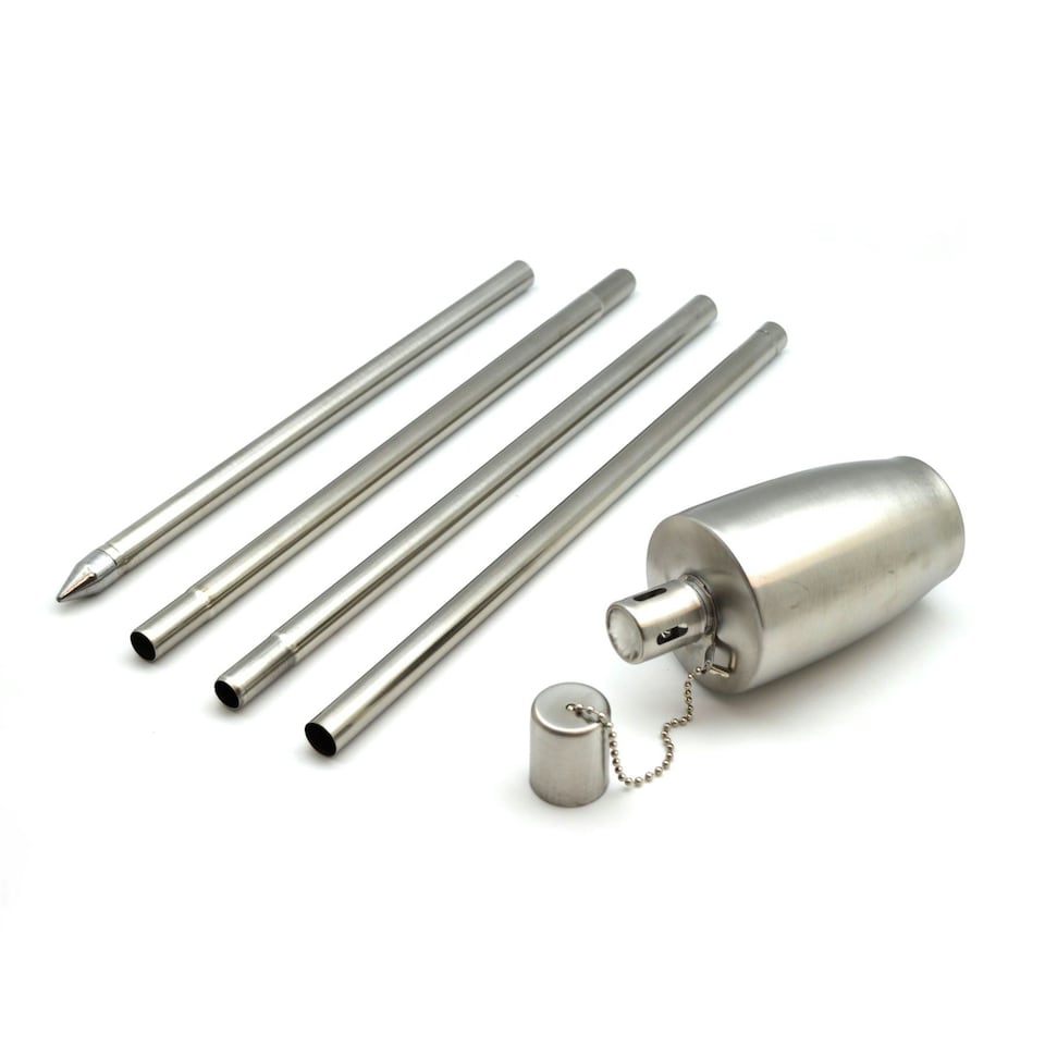 image 1 of Harbour Housewares Metal Garden Torches - Barrel - Silver - Pack of 6