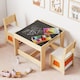 image 4 of COSTWAY Kids Table and Chairs Set Wooden Table Natural