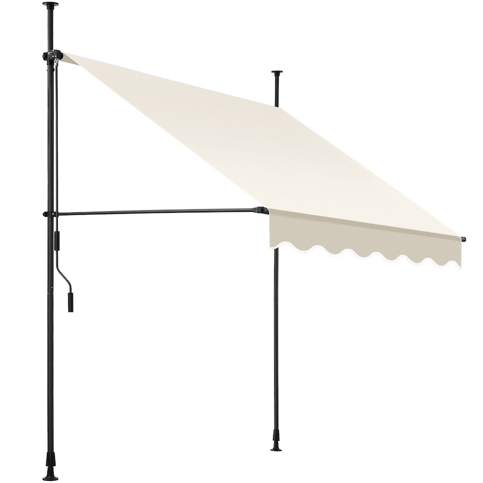 image 1 of Awning with hand crank - pressure fitted , height adjustable | Cream | beige | 150 x 180 cm | 1