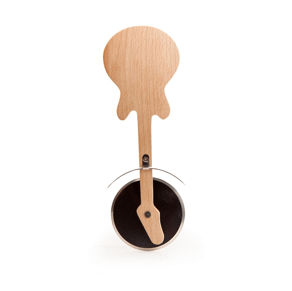 Kikkerland Wooden Guitar Shaped Pizza Cutter