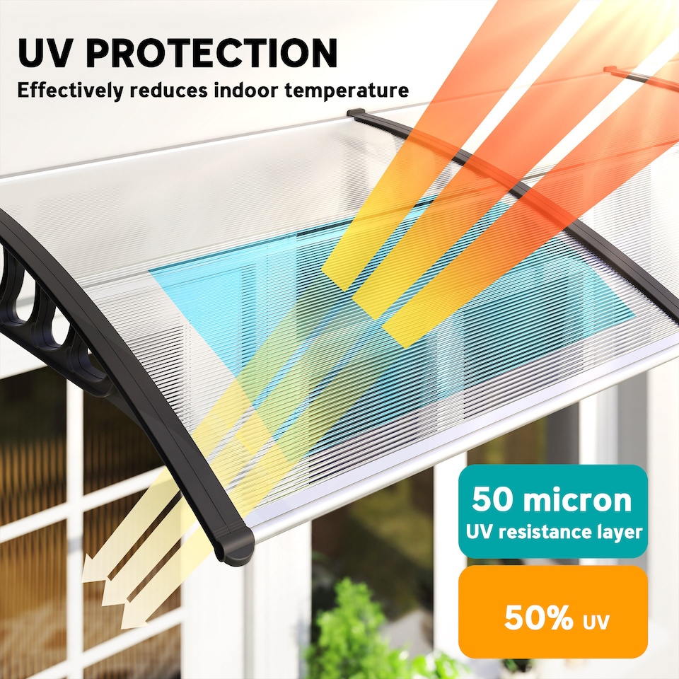 image 1 of Outsunny Door Canopy Outdoor Awning Rain Shelter for Window Porch 303x96 Clear | Clear | Clear | 1