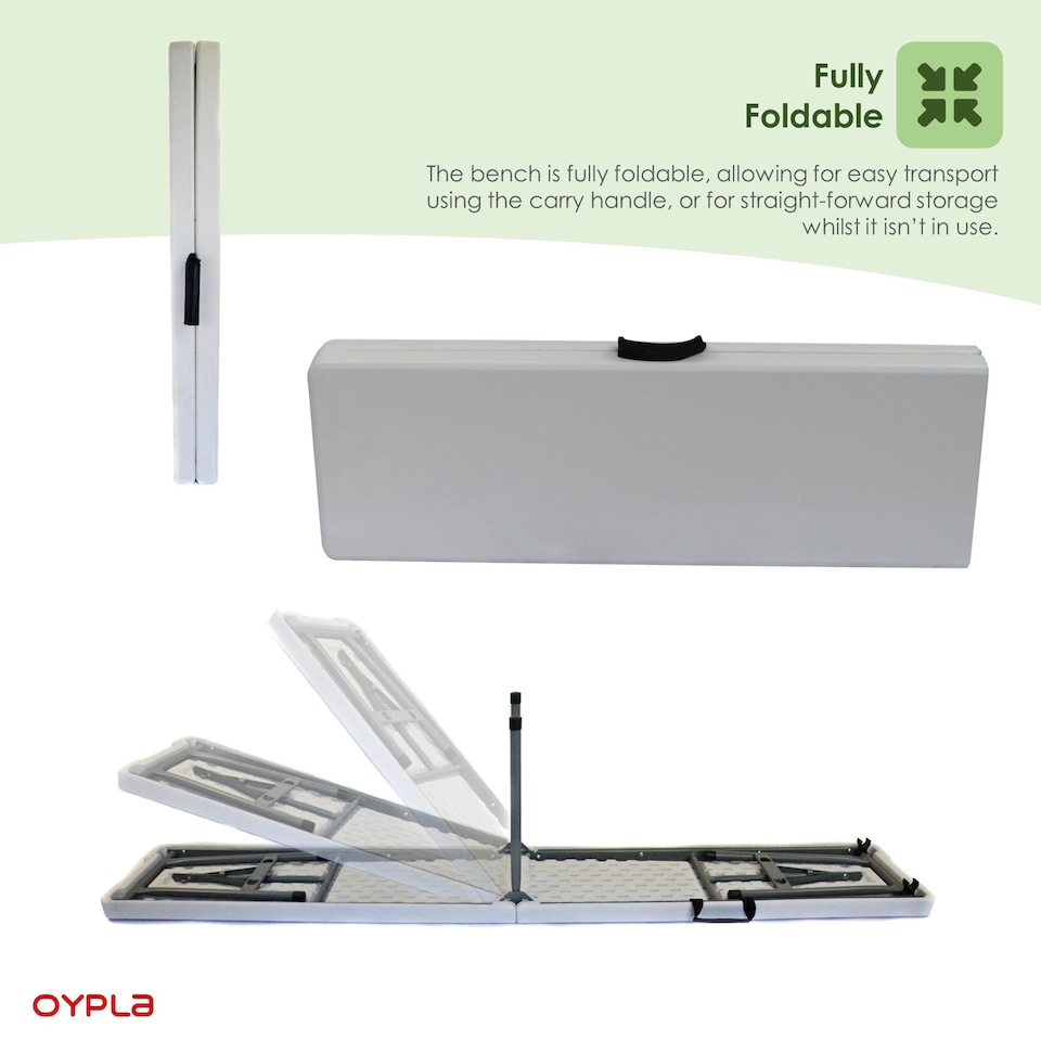 image 1 of 6ft 1.8m Folding Heavy Duty Outdoor 4 Person Trestle Bench Chair | White