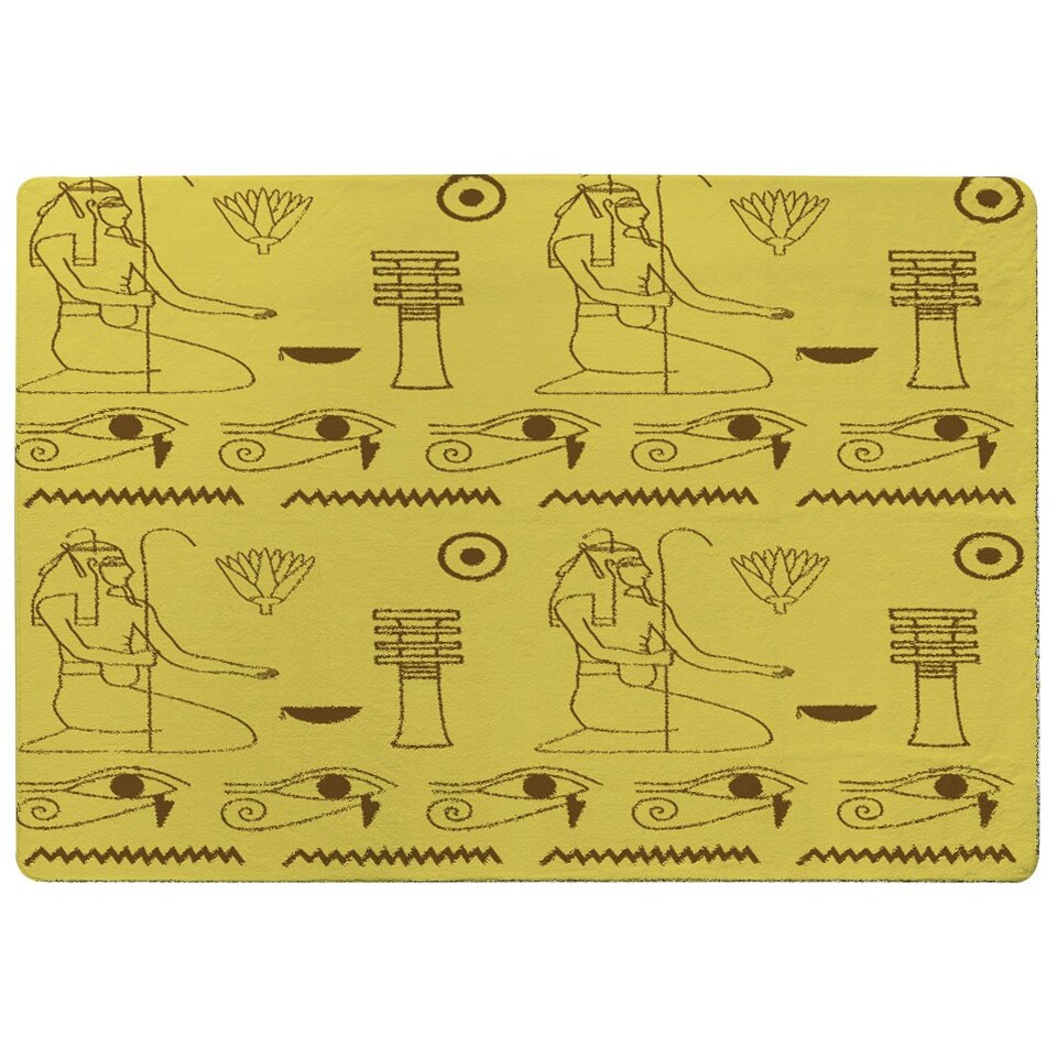 image 1 of Pattern of Egyptian hieroglyphics (Rug) Yellow | XL: 160x230cm
