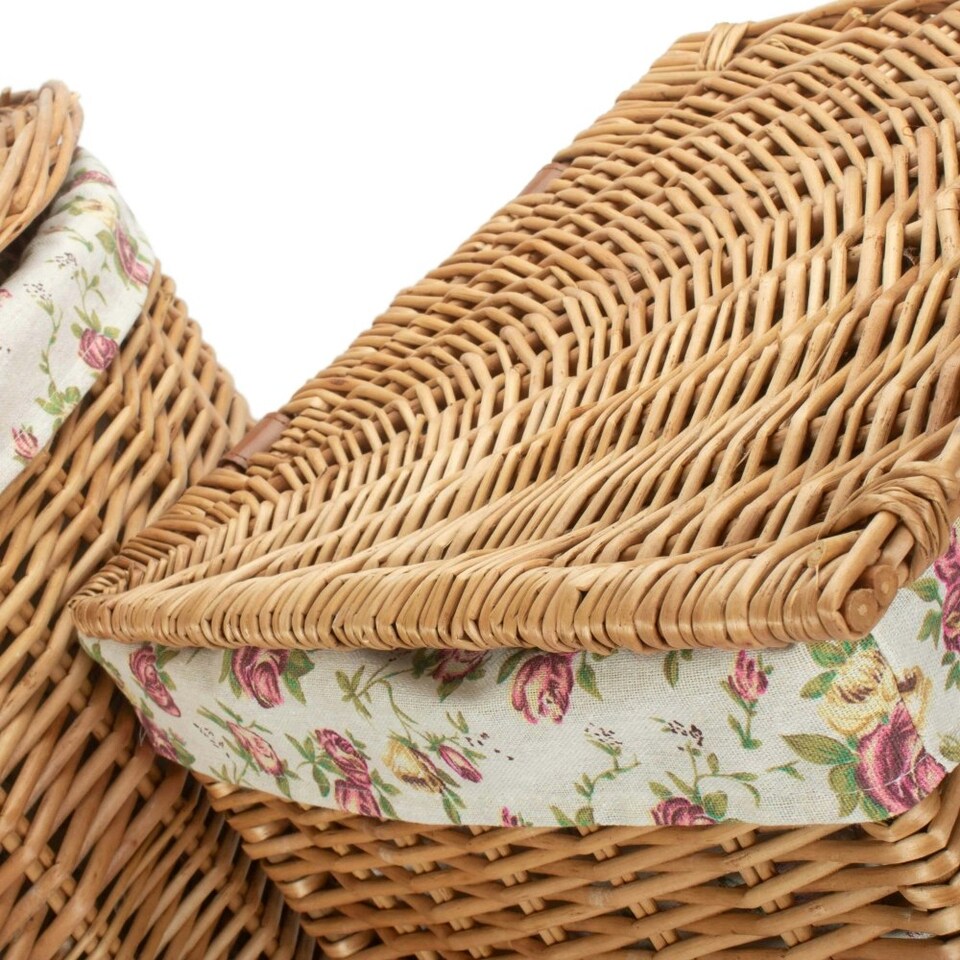 image 1 of Small Light Steamed Corner Laundry Baskets with Garden Rose Lining | Multi | Garden Rose