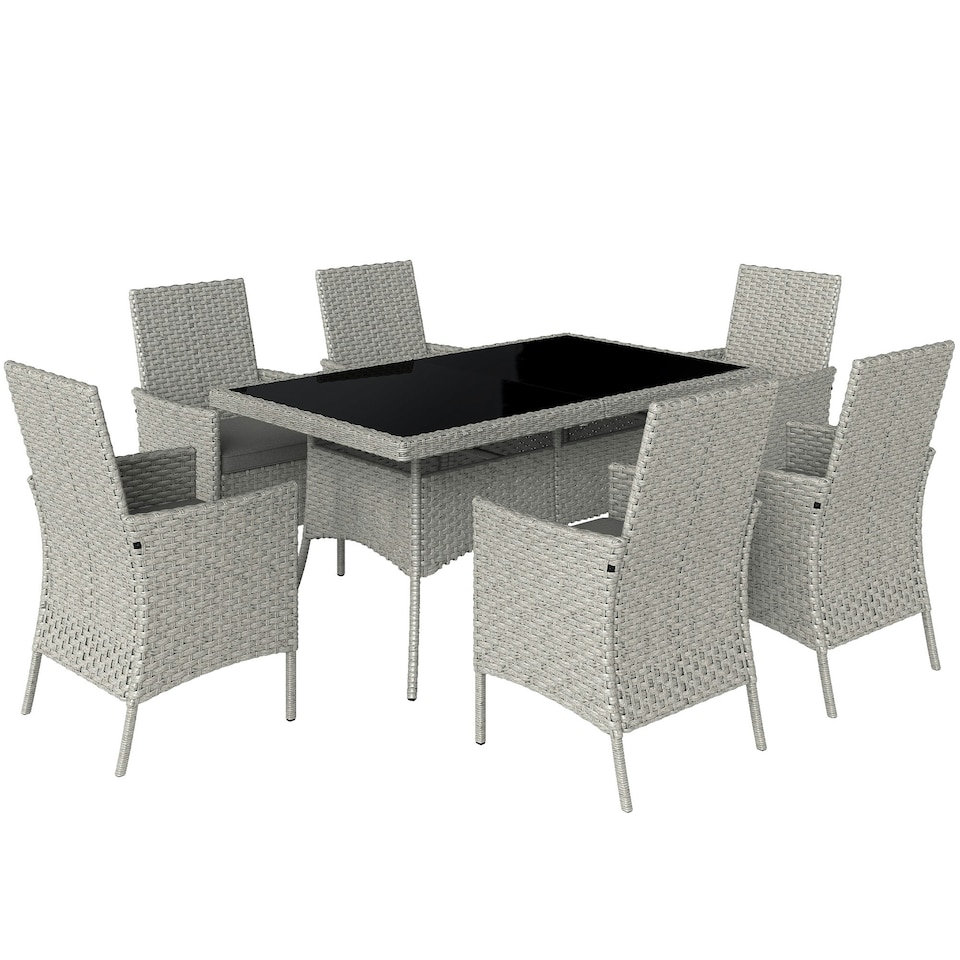 image 1 of Outsunny 6 Seater Rattan Garden Furniture Set with Cushions