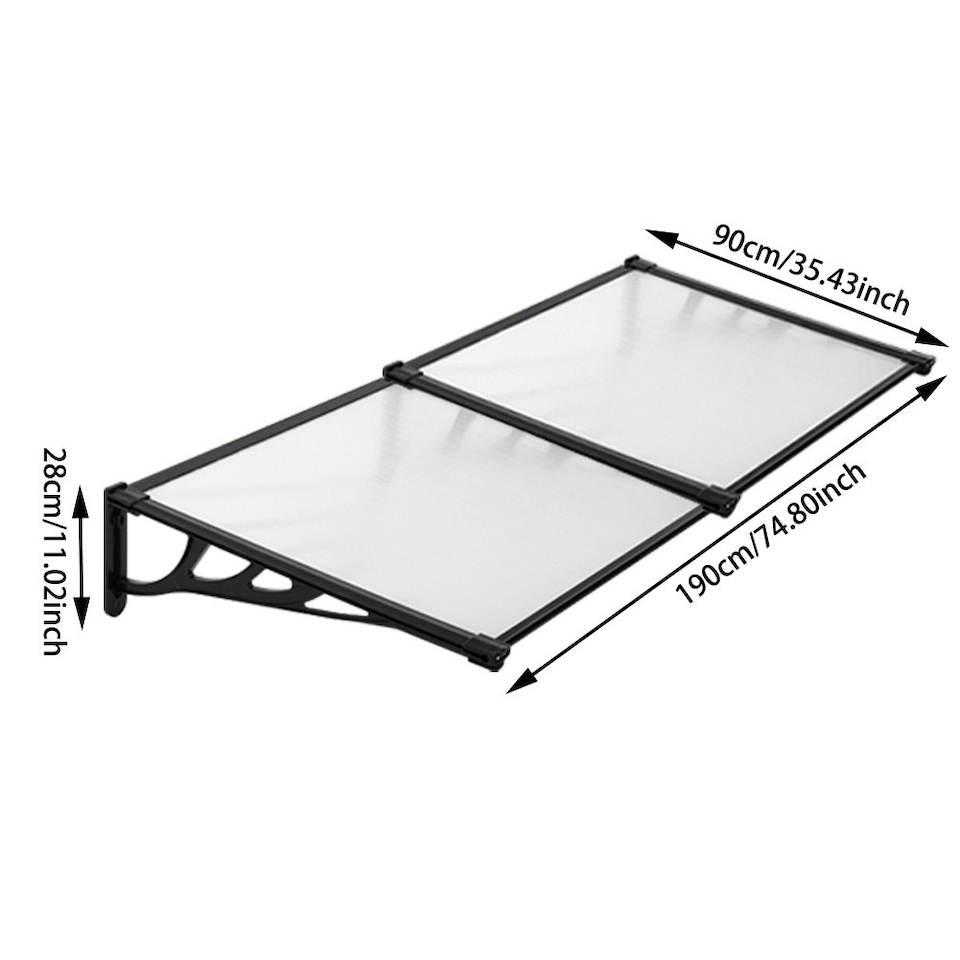 image 1 of Living and Home Door Window Awning Canopy Rain Cover - L190*W90*H28cm Black