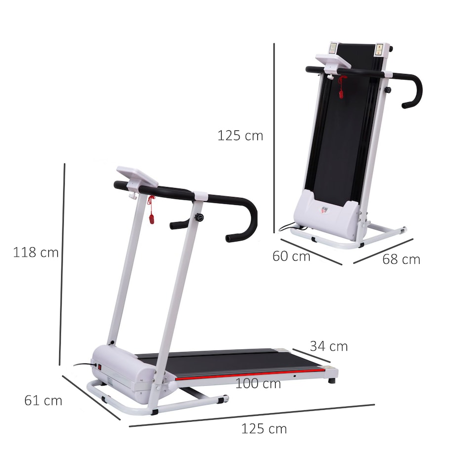 image 1 of HOMCOM Folding Treadmill Home Running Fitness Machine with Safety Stopper