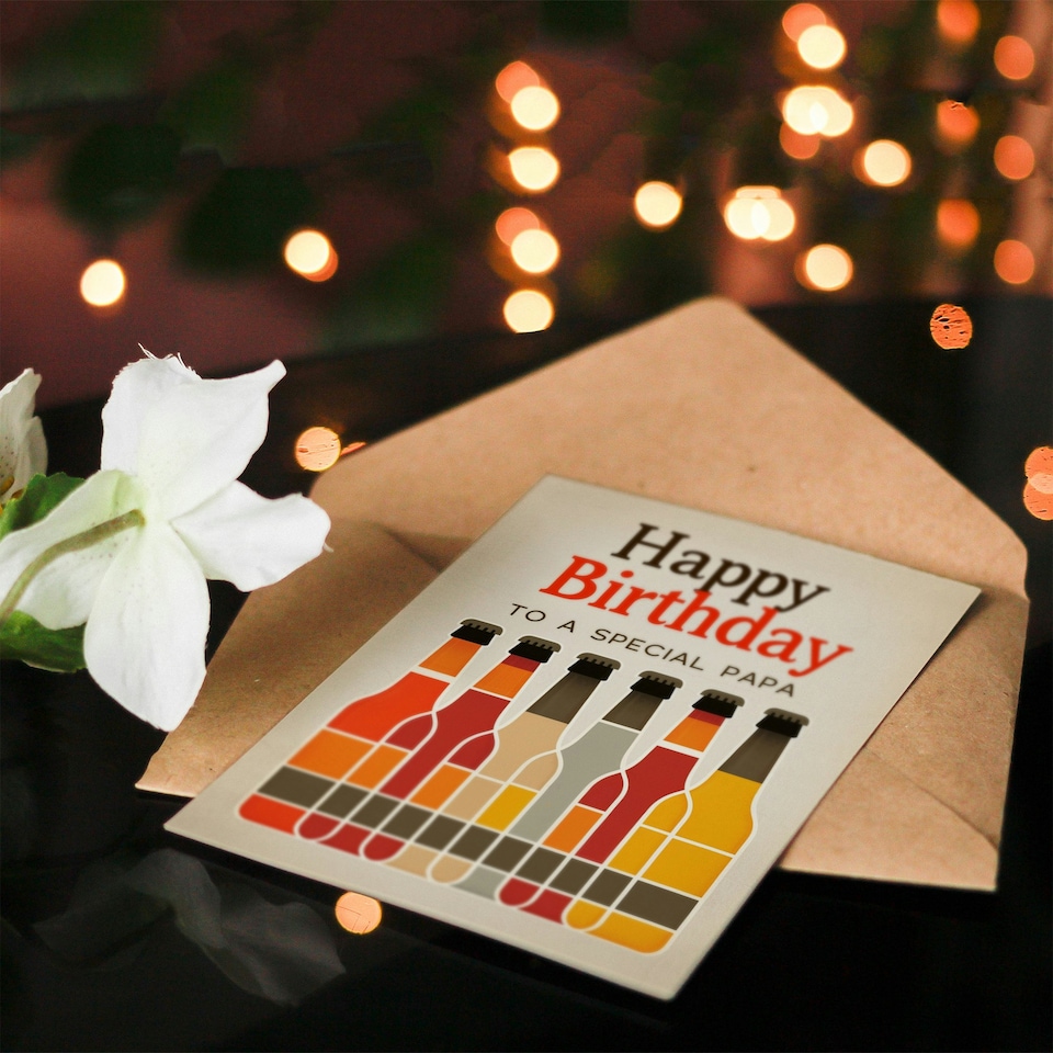 image 1 of Craft Beer Lover Row Bottles Special Papa Birthday Card