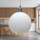image 3 of Betchley - White Ribbed Glass Globe Easy Fit Pendant Shade | White | Medium | 1