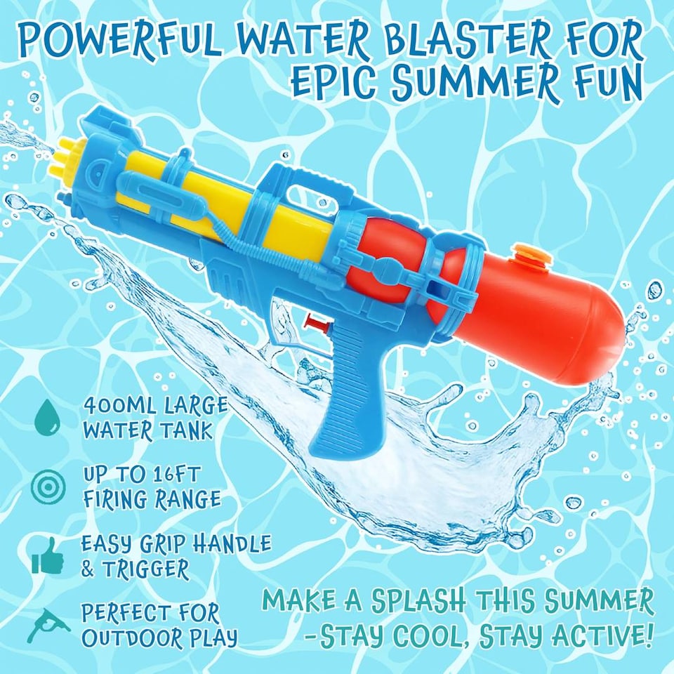 image 1 of Water Shooter for Kids Summer Blaster - Medium Water Blaster 15" x 6"/37cm x 16cm - Kids Water Shooter – Swimming Pool & Beach Party Water Blaster for Summer Fun