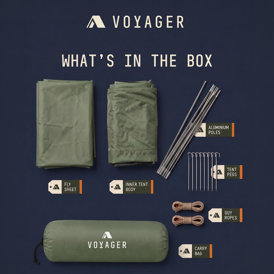 image 1 of Voyager 2 Man Dome Tent with Taped Seams and Breathable Mesh Inner