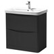 image 1 of Bathroom Floor Standing 2-Drawer Vanity Unit with Basin 800mm Wide - Matt Graphite - (Arch) - Brassware Not Included Grey