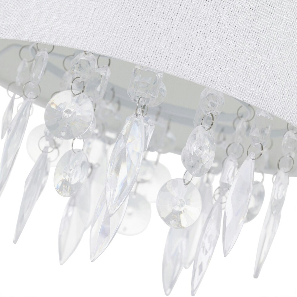 image 1 of Fiji - White Linen with Silver Fleck Detail Jewelled Pendant Shade White | Clear