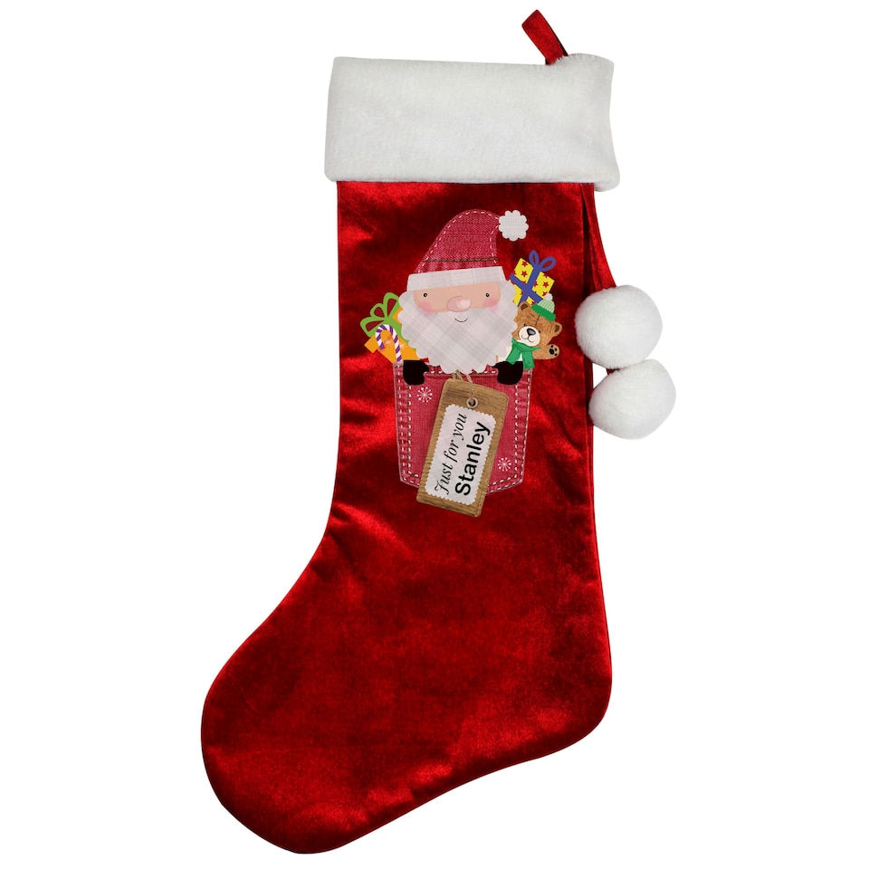 image 1 of Personalised Santa Claus Luxury Red Stocking