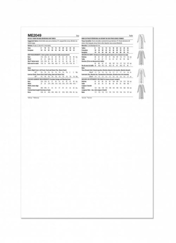 image 1 of Know Me 2049 Paper Sewing Pattern – Women’s Dress, Size Y5 (18–20–22–24–26), Easy