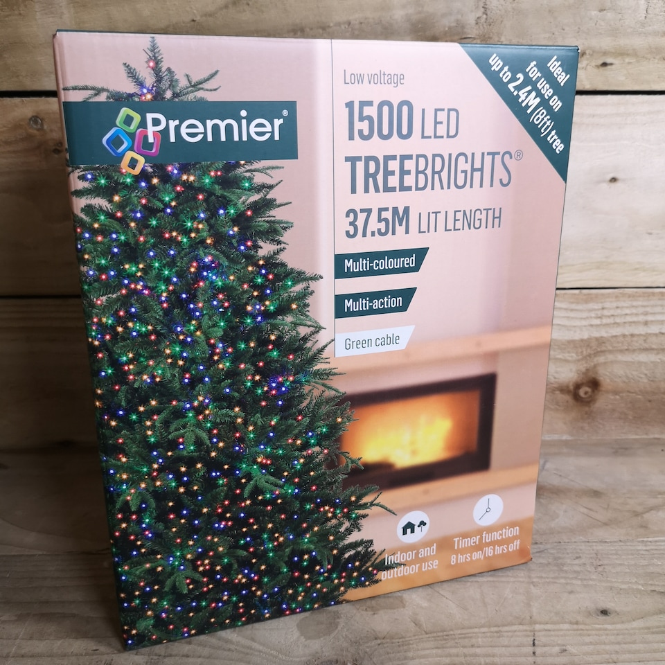 image 1 of 1500 LED 37.5m Indoor Outdoor Christmas Multi Function Mains Operated String Lights with Timer in Multicoloured | Multi | Multi Coloured