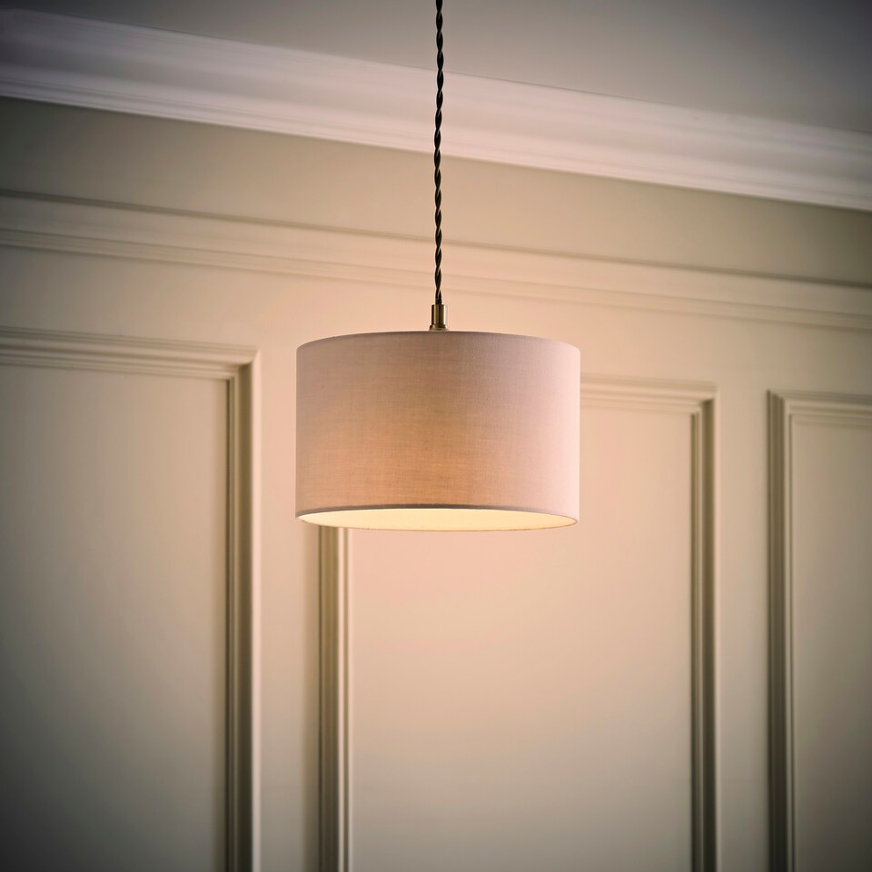 image 1 of ValueLights Reni Small Grey Fabric Pendant Shade Grey