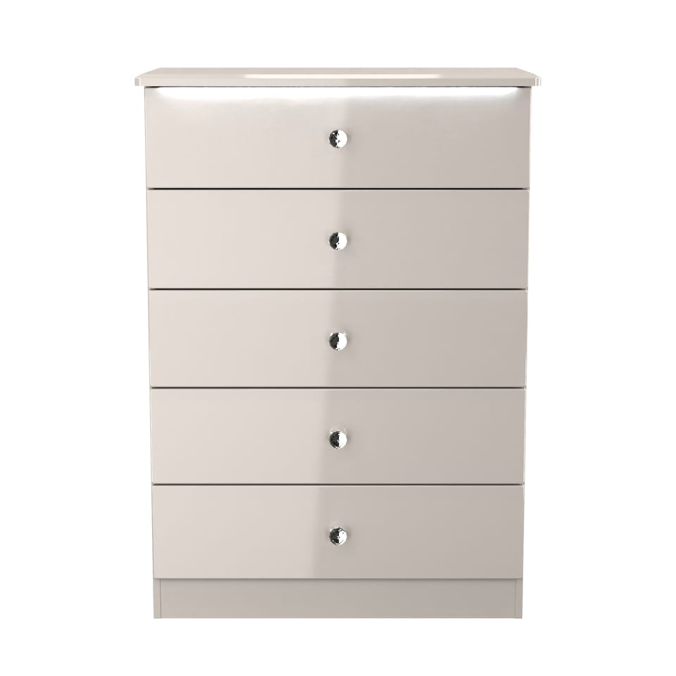 image 1 of Broadway 5 Drawer Chest of Drawers in Kashmir Gloss (Ready Assembled) | Cream | Kashmir Gloss