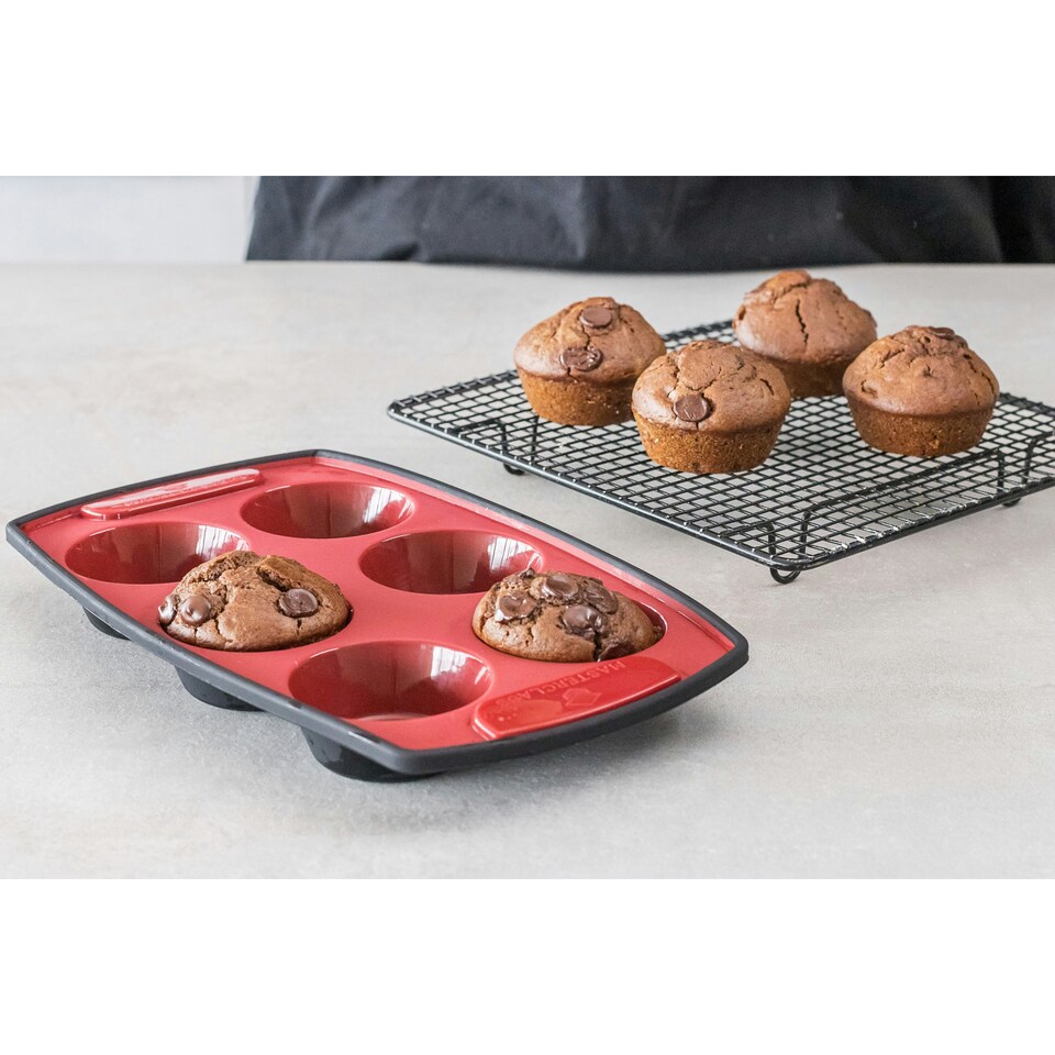 image 1 of MasterClass Muffin Tray Red Silicone 6 Hole