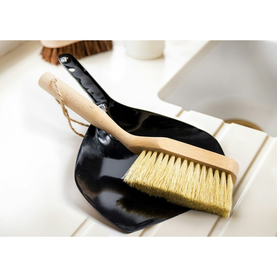 image 1 of Natural Elements Beechwood Dustpan and Brush Grey