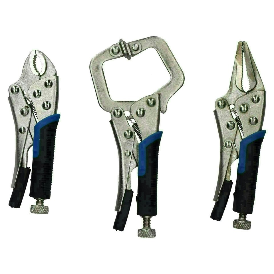 image 1 of Mini Locking Pliers Clamp Mole Vice Grip Plier For Hobby Craft Welding 3pc Set