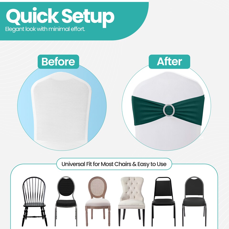 image 1 of 13"x5" Spandex Chair Bands with Slider Buckle, Elastic Chair Sash - 1pc