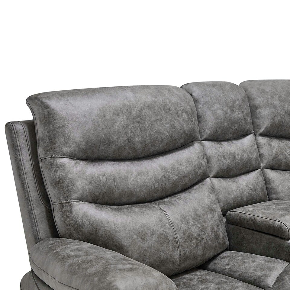 image 1 of Avon Chaise Lounge Manual Recliner Sofa w Drinks Console Grey | Charcoal