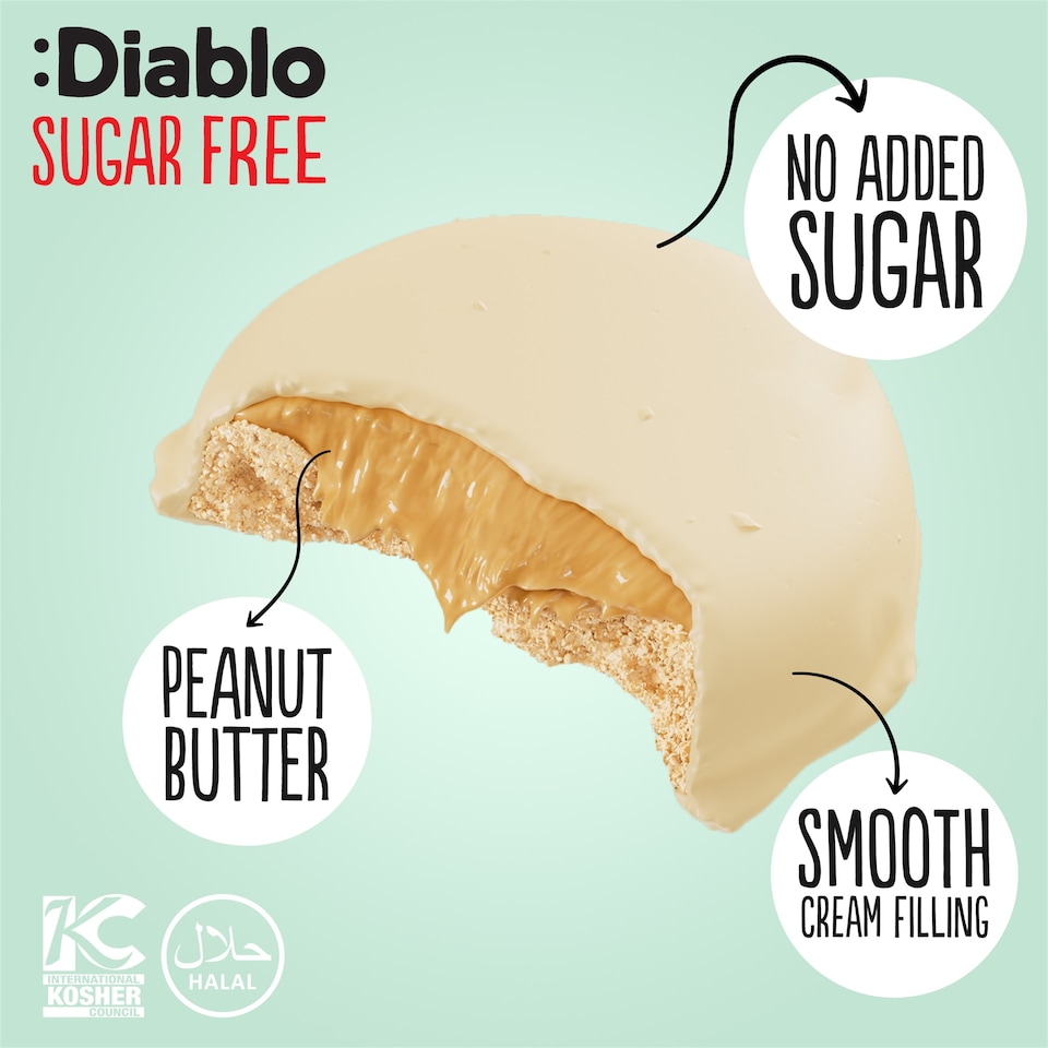 image 1 of Diablo No Added Sugar Peanut Butter Cream Cookies 100g