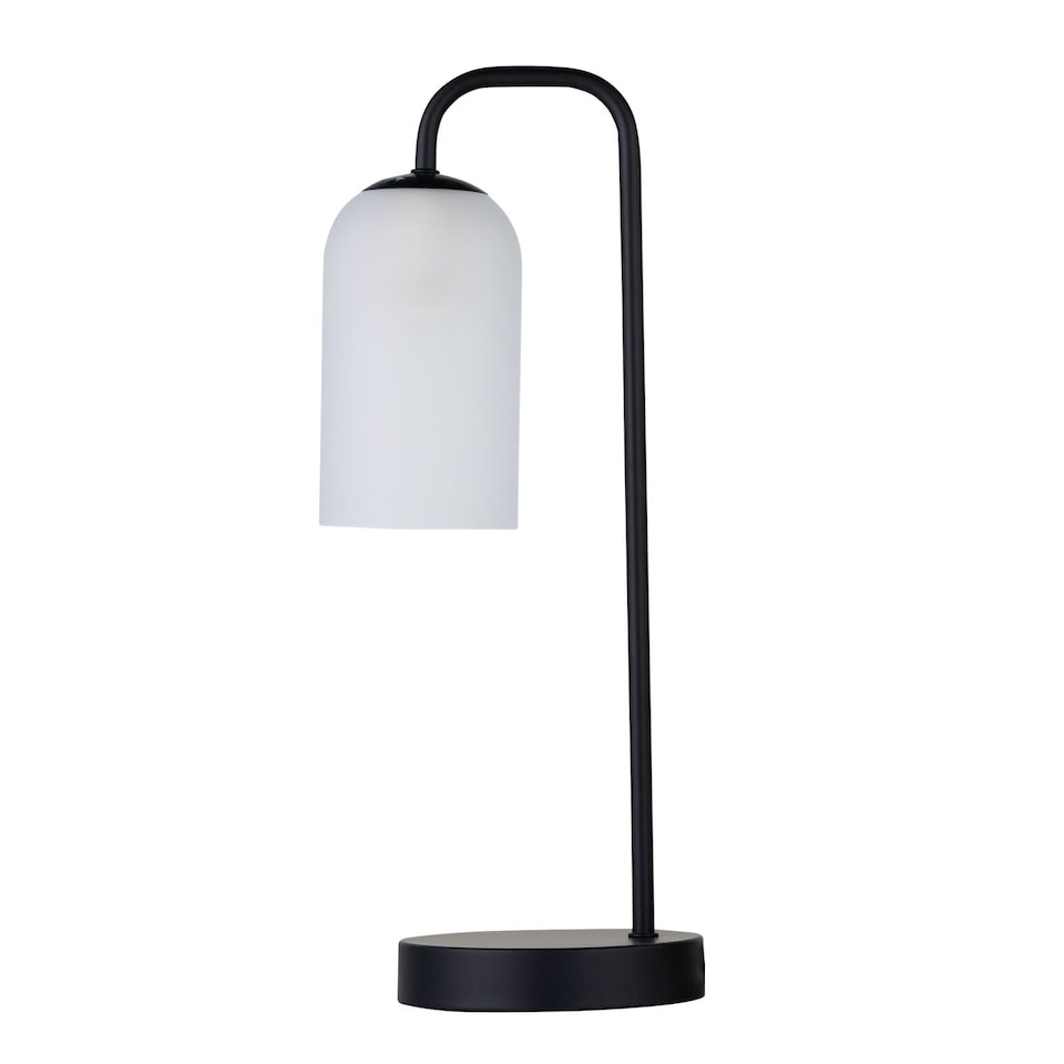 image 1 of Set of 2 Victoria - Black Touch Lamps with Frosted Glass Shades | Black | White | Large | 2