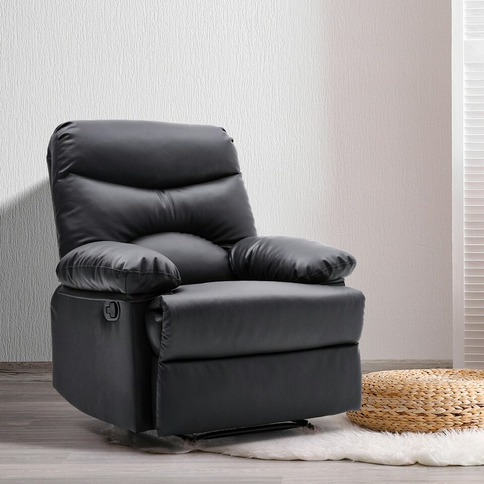image 1 of Living and Home Manual Faux Leather Recliner Armchair - Black