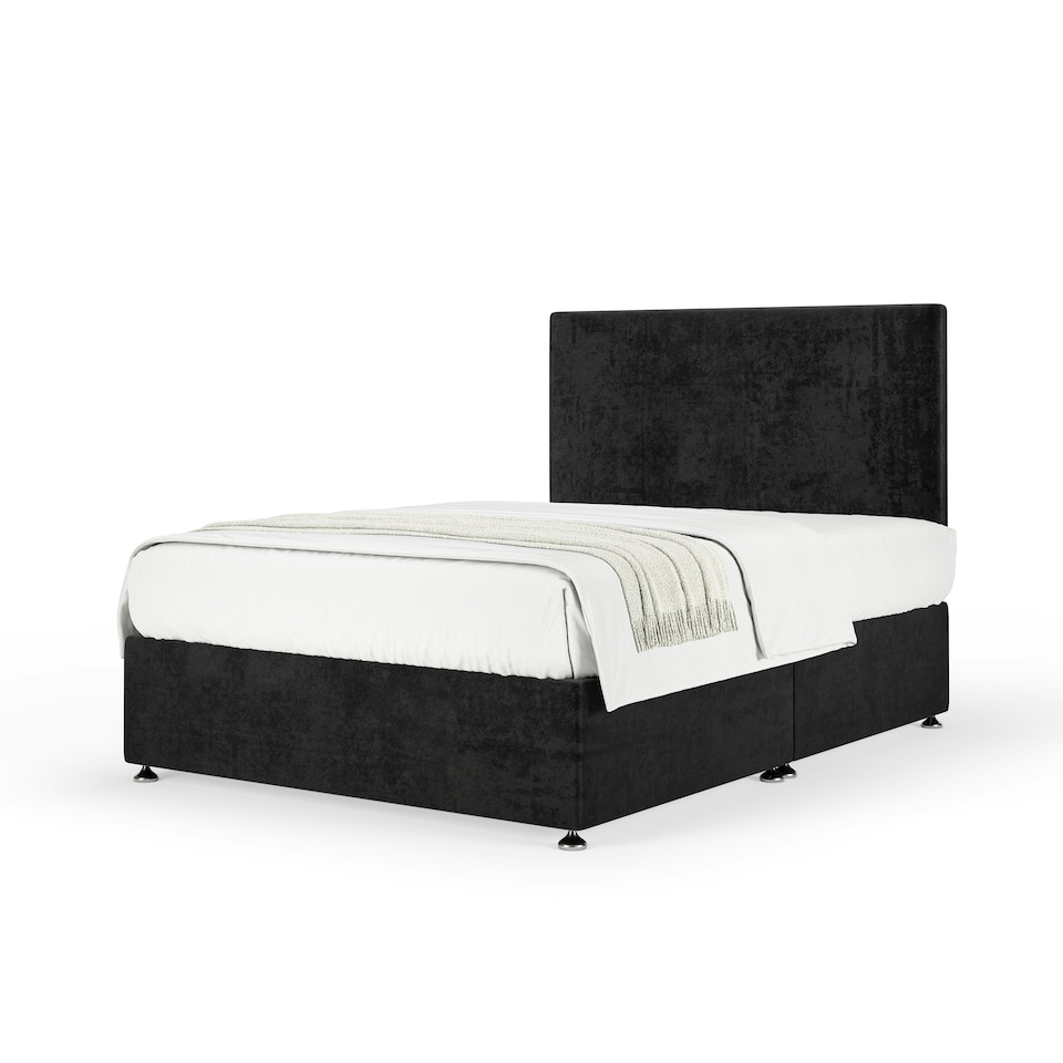 image 1 of Ortho Classic Orthopaedic Black Naples Velvet Divan Set And Valencia Headboard Small Single