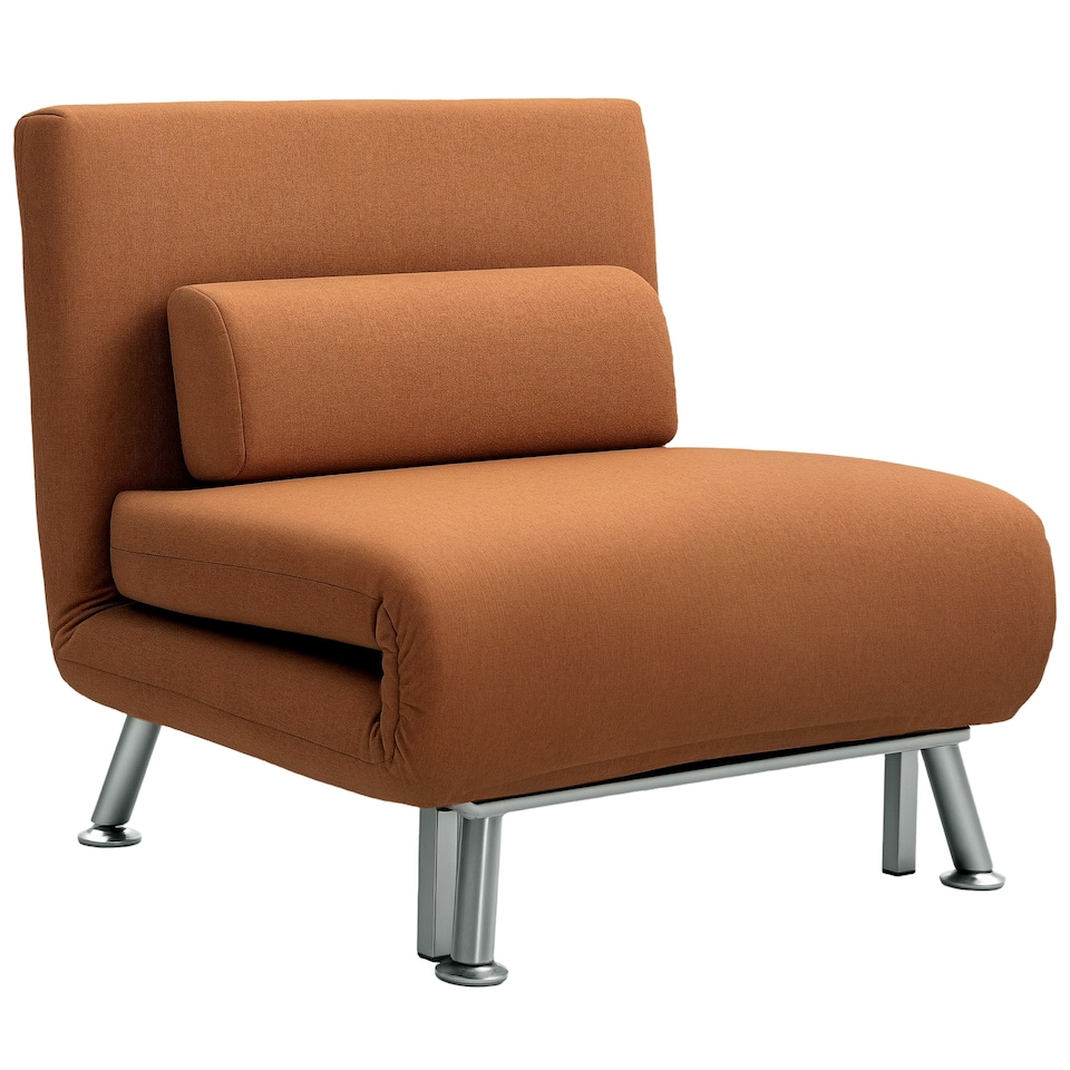 image 1 of HOMCOM Linen Chair Bed, 3-in-1 Convertible Sleeper Chair with Adjustable Backrest, Pillow, for Living Room, Bedroom, Coffee | Brown | One Size